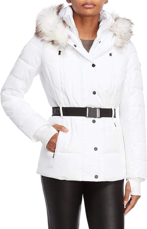 michael kors white coat black belt|michael kors belts women's elastic.